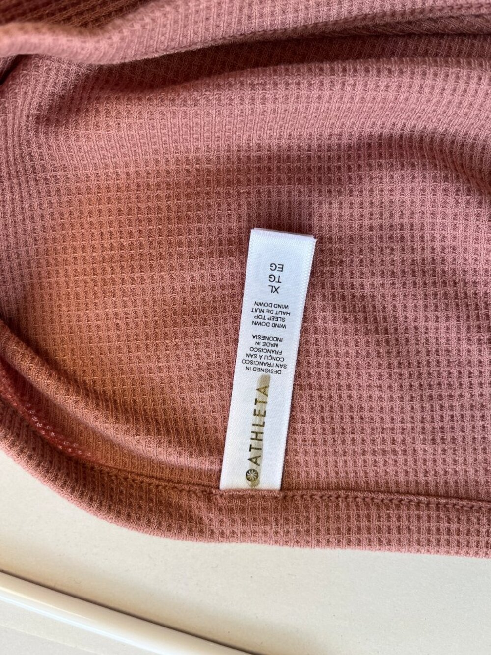 Athleta Wind Down Waffle Knit Sleep Top Palermo Pink XL - Picture 3 of 11
